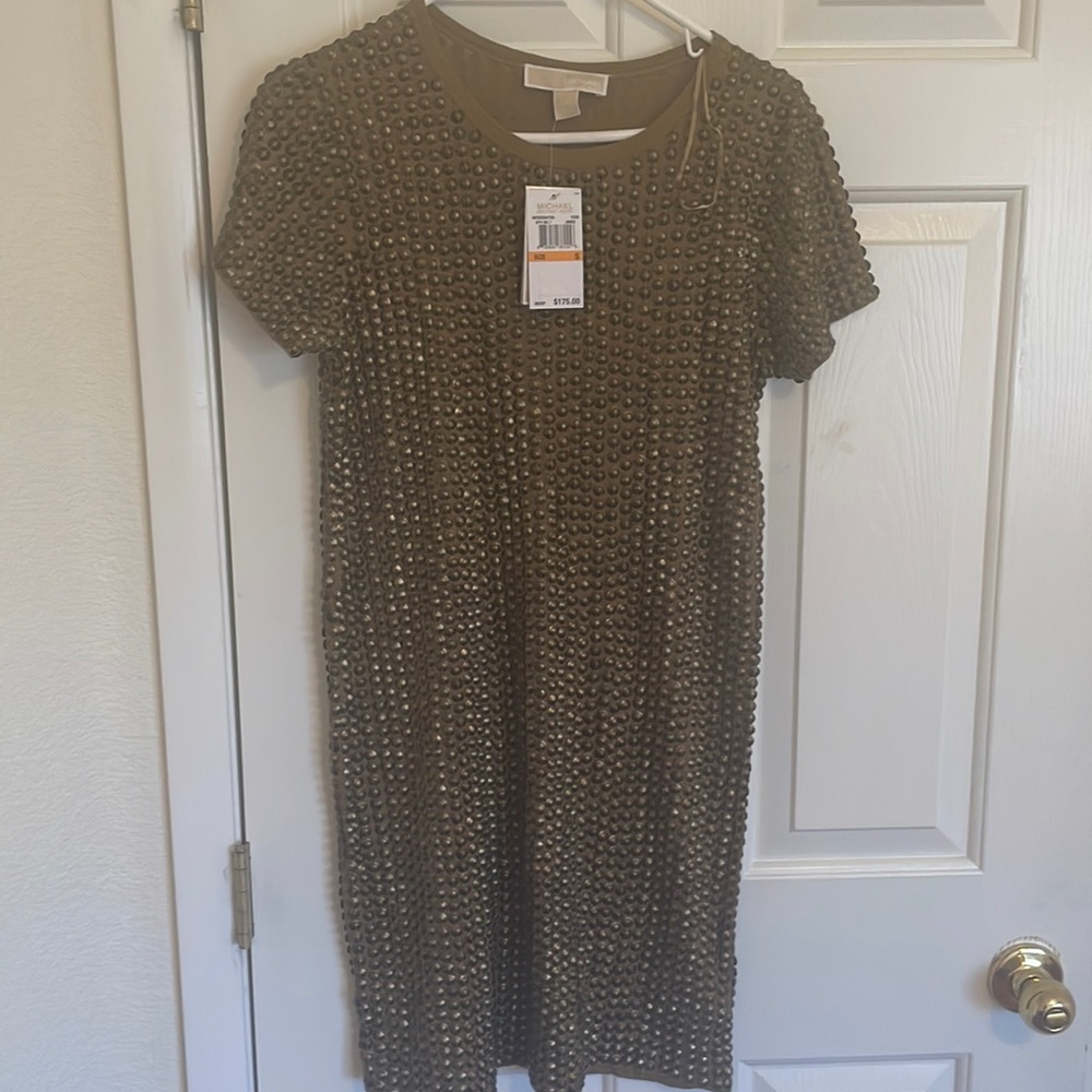 Gold Studded Shift Dress NWT